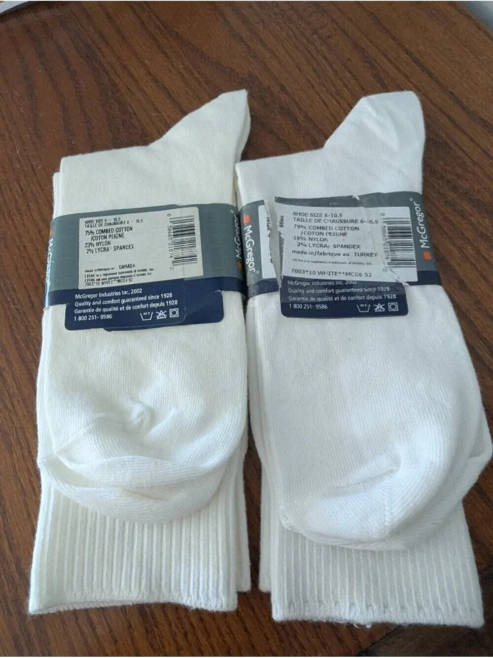 McGregor Industries Quality Socks 2 Pairs White  Women's SHOE SIZE 6 -10.5